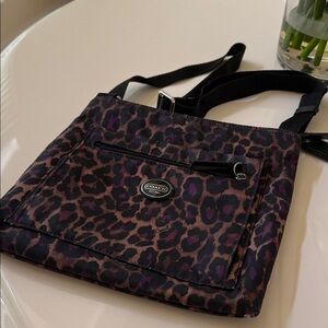 Coach Leopard-Print Crossbody Bag in Brown and Purple